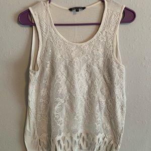 White Lace Design Tank Top